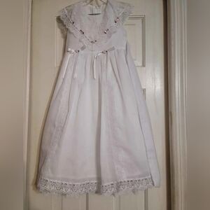 White Lace Trim Girls with Pink Floral Accents Jessica Mcclintock Heirloom Sz 4